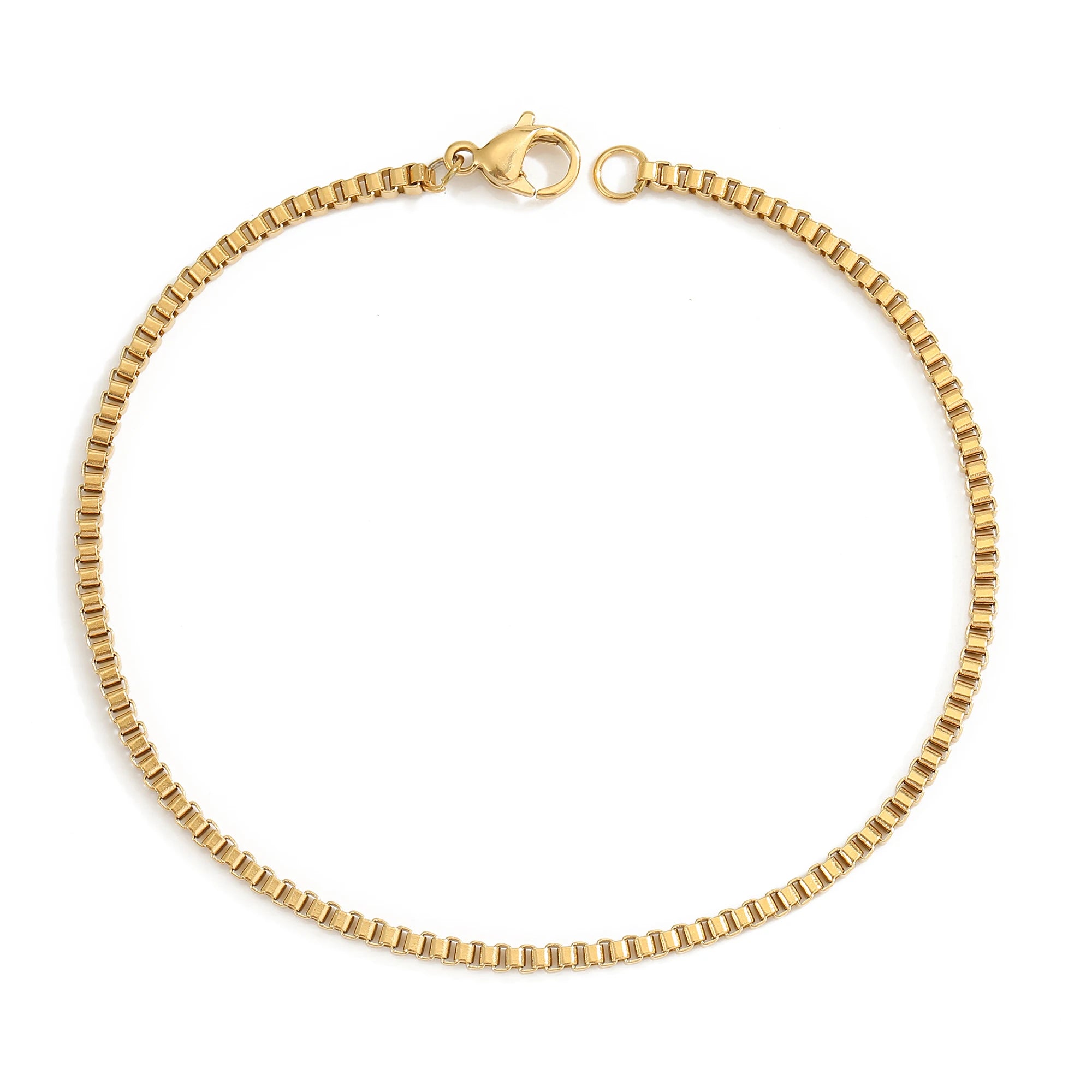 Wholesale 2mm Simple Box Chain Bracelets Minimalist Gold Plated Titanium Steel Chain Pulsera Men Women Wholesale