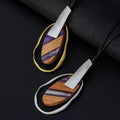 Fashionable Resin Irregular Waterdrop Alloy Pendant  Leather Necklace for Girl's