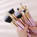 Gracedo Pink Professional 15-Piece Makeup Brush Set with Synthetic Hair for Face and Eyebrow Pencil Wholesale