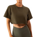 Women Short Sleeve Loose Soft Quick Dry Lightweight Crop Dance Running T Shirt