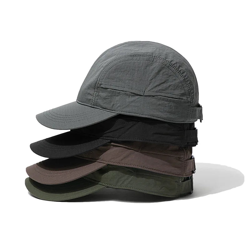 Solid Color Outdoor 5 Panel Hat Custom logo Camping Sports Net Breathable Cap Baseball