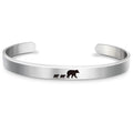 Womens Minimalist Bear Family Cuff Bracelet Engraved Mother's Day Jewelry