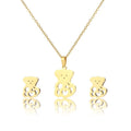 Trendy Popular Women Jewelry Gold Plated Stainless Steel Cute Bear Jewelry Sets
