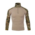 Men's Long Sleeve Male Shirt 1/4 Zipper Ripstop Cotton Tactical Shirts Navy Blue Camouflage Air Soft T Shirts