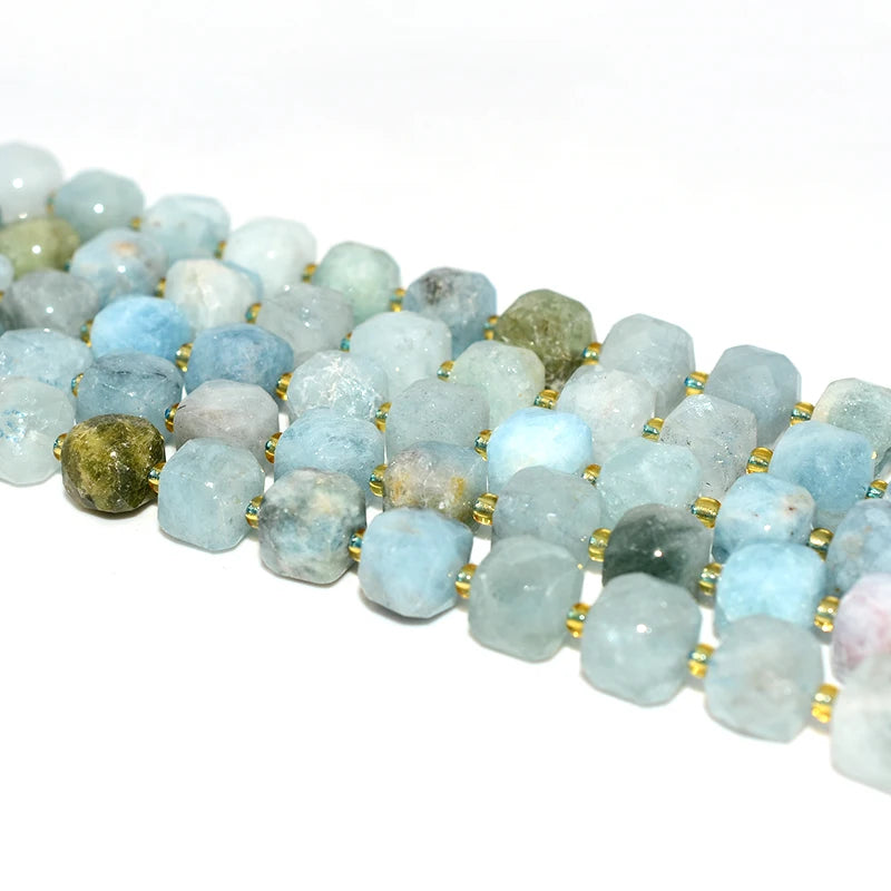 Factory Wholesale Price 100% Natural 8*8mm Faceted Aquamarine Loose Gemstone Beads