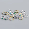 2022 NEW 925 Sterling Silver Ins Minimalist Marquise Shape with Blue Turquoise Black White Cz Diamond Hoop Earring for Women