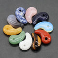 Multi Color Natural Crystal Magatama Raw Stone Moon Shape Pendants for Anime Necklace Jewelry Making