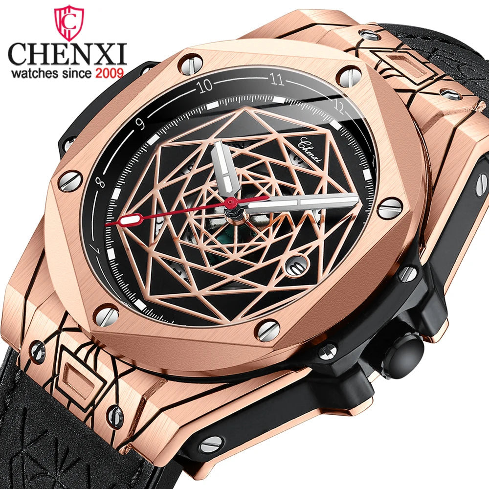 CHENXI 8249 Mens New Fashion Watches Brand Sport Waterproof Luminous Calendar Clock Men Quartz Wrist Watch