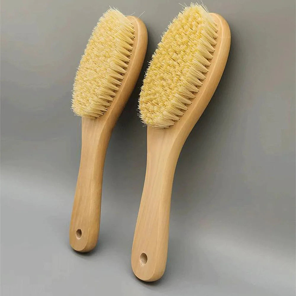 Private Logo Natural Wooden Handle Body Dry Brush Sisal Bristle Body Exfoliating Bath Brushes Drumsticks Back Scrubber Brush