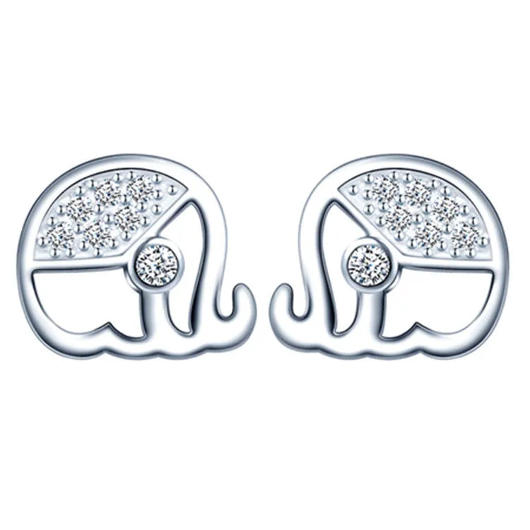 MOQ 1 Pair Cute Elephant Earrings 925 Sterling Silver Stud Earrings for Kids Girls