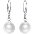 Fashion 925 Silver Plated Hook 8 10 12MM Drop Dangle White Pearl Earring Jewelry for Women