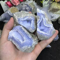 Kindfull Healing Crystal Raw Stone Reiki Fengshui Natural Druzy Blue Lace Agate Rough Stones for Meditation