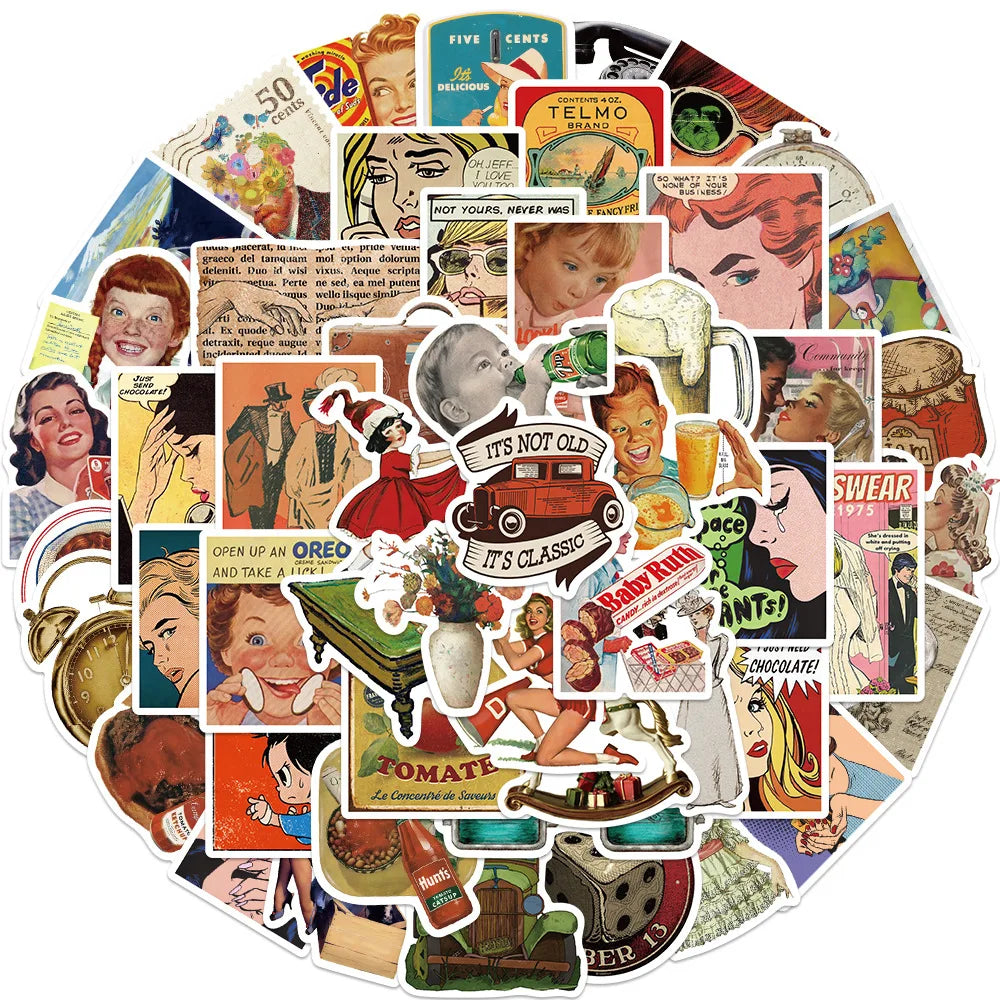 50PCS USA retro nostalgic classic TV advertising poster vintage sticker