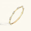 LOZRUNVE Silver 925 14k Gold Jewelry Dainty Cubic Zirconia Thin Band Bamboo Ring for Women