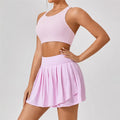 M029 Women Summer Gym Fitness Sets Two Pieces Sports Bra and Pleated Skirt Sets Soft Comfortable Tennis Skirt Sets