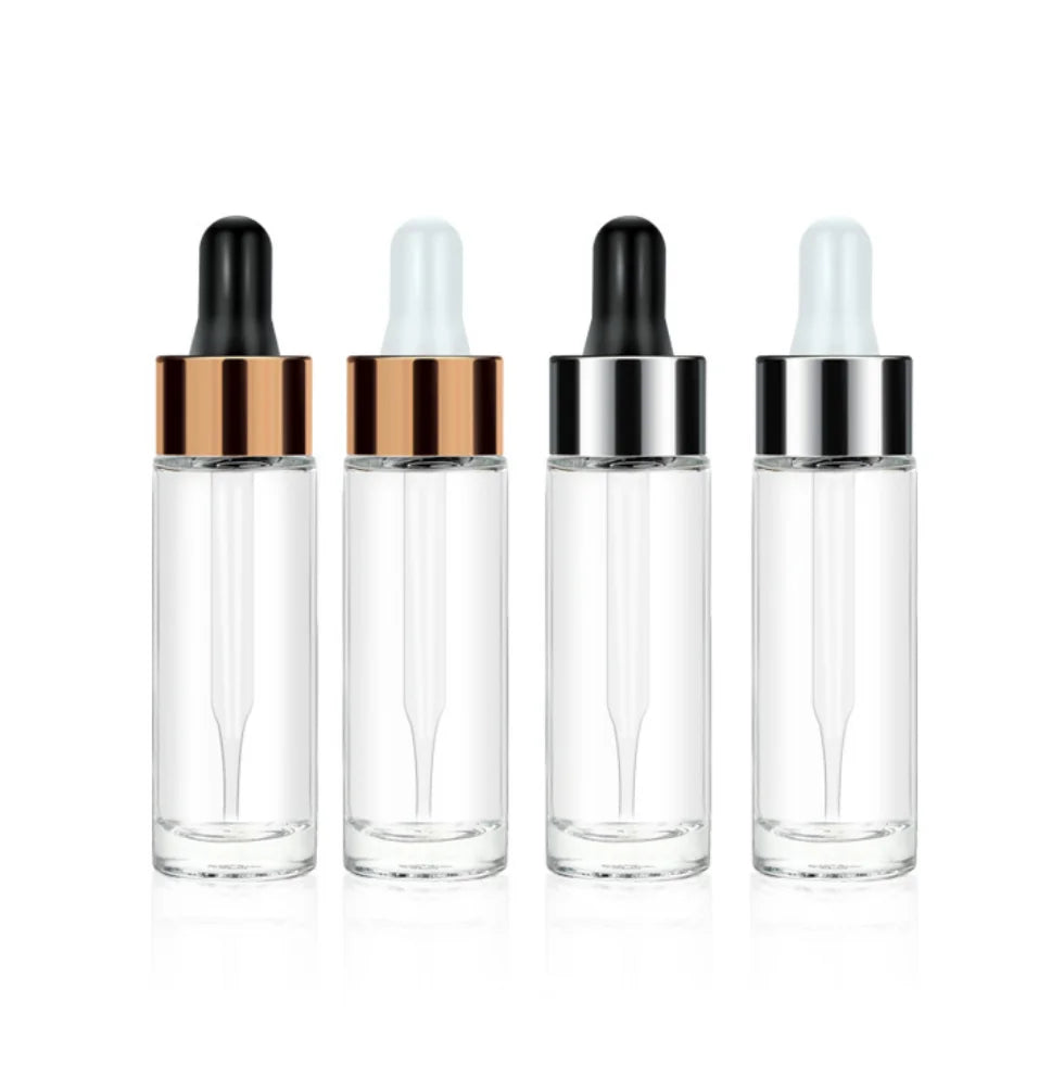 High Quality Glass Dropper Bottles for Essential Oil & Skin Care Cream Customizable Cosmetic Packaging (5ml-50ml)