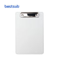 Custom Logo Sublimation Blanks A5 Size White PU Leather File Document Clipboard Folder with Metal Clip