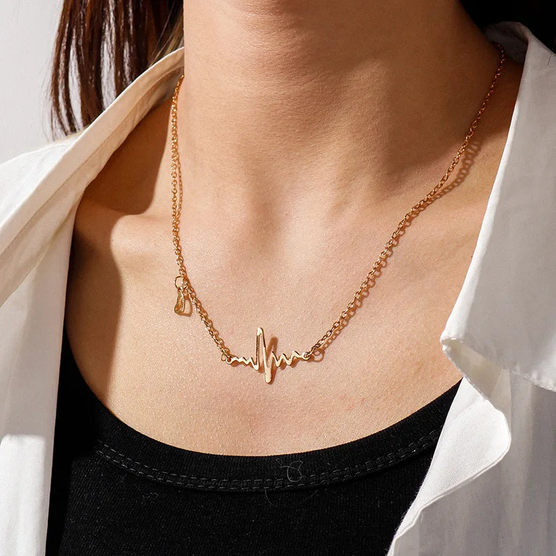 Wholesale Ecg Heartbeat Pendant Necklace Jewelry for Girls