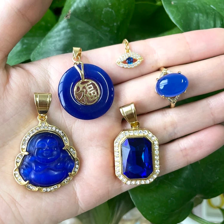 Wholesale Cheap Pendant Gold Plated Women Colorful Real Jade Buddha Zircon Diamond Necklace Sets