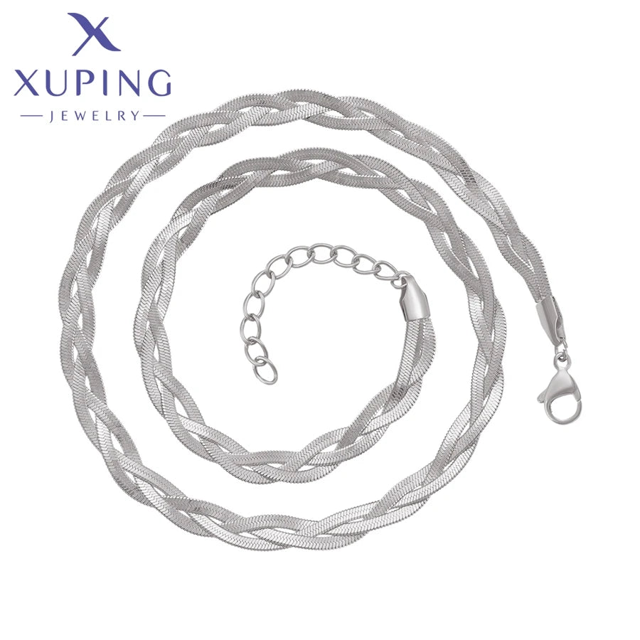 XUPING T000955246 Famous Silver Grey Wholesale New Design Characteristic Line Fashion Simple Stainless Steel Jewelry Necklace