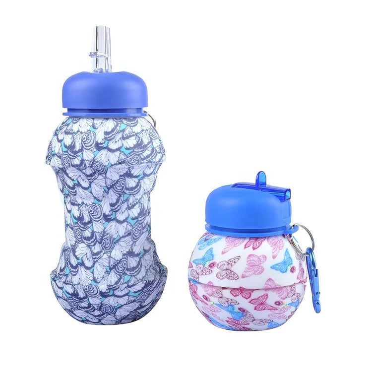 New Design Silicone Collapsible Grenade Feather Silica Gel Drinking Water Bottle With Great Price for Hiking School Home Office