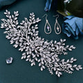 Genya Handmade Rhinestone Crown Earring Set Bridal Headpiece Hair Jewelry Bridal Wedding Hair Accessories