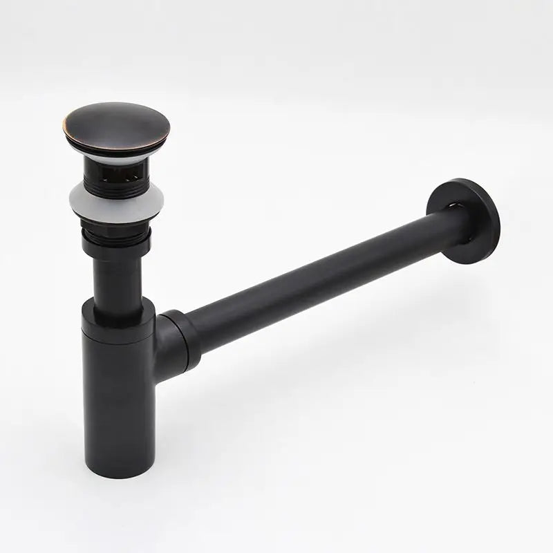 Brass Black Modern Chrome Plated Bathroom Sink Siphon Drains Bottle Trap Pop Drain Vanity Basin Waste Drain 3-Year Warranty
