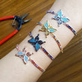 BC1256  Fashion Chic 18k Gold Plated Rainbow Diamond CZ Micro Pave Butterfly Charm Tennis Chain Bracelets for Women Girls