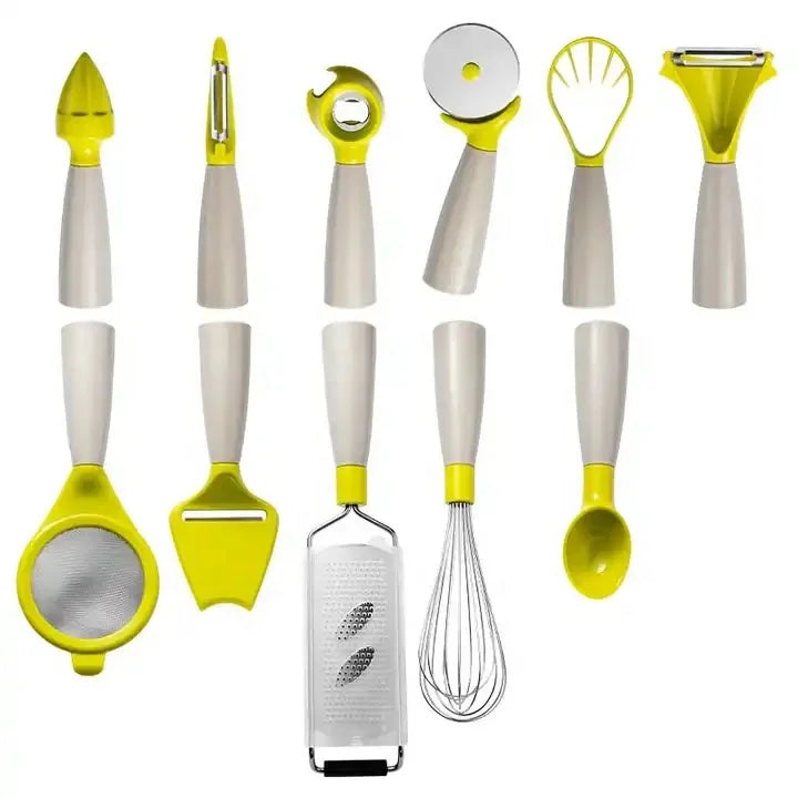 YJ Wonderful Custom 11Pcs Kitchen Cooking Utensil Set Plastic Kitchen Tools Vegetable and Fruit Tools Cooking Baking Gifts