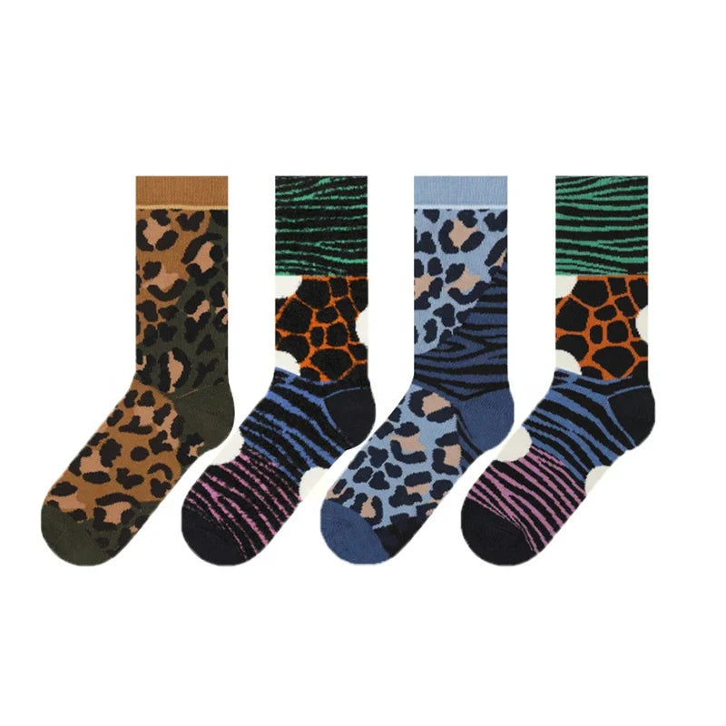 Wholesale Creative Zebra Leopard Animal Print Socks Women Men Novelty Camping Cotton Socks