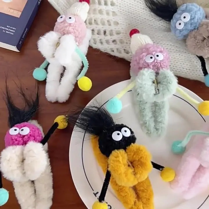 Creative Korean Style Cartoon Monster Hair Claw Clip Colorful Big Eye Plush Design Novelty Sweet Hair Accessories Resin 10cmSize