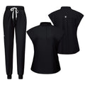42024LW New Fashion Women's Soft Breathable Plain Medical Nurse Scrub Top & Jogger Pants Set Hospital Uniform Polyester/Rayon