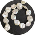 Cultured Freshwater Coin Pearls for Jewelry Making Round Polished DIY White Pearl Beads String Strand 18mm Sold Per 14.96 Inch