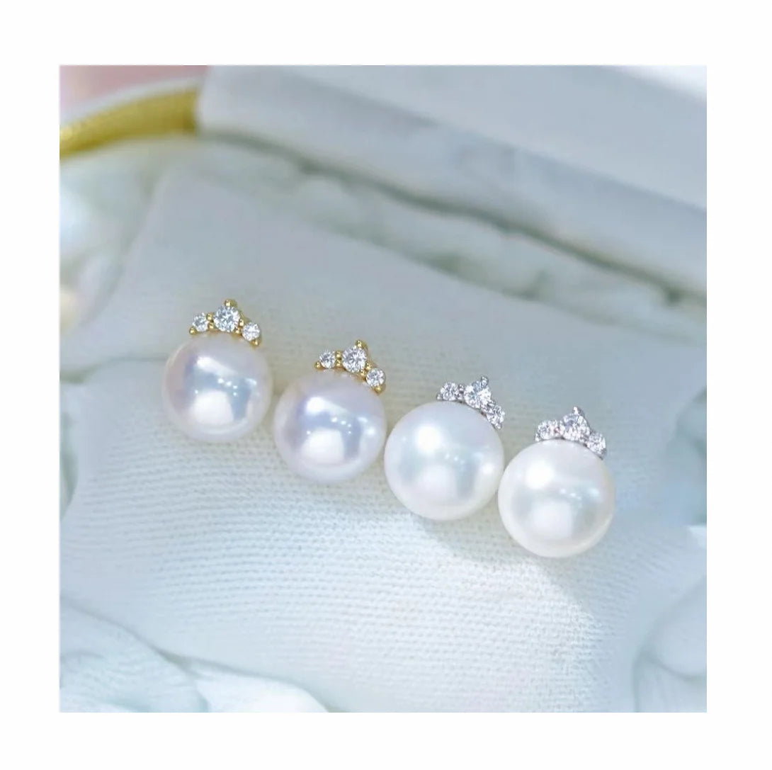 E2091 10-11mm DIY Natural Freshwater Pearl Charm Earrings Mounting Accessory 925 Sterling Silver Gold Plated  Jewelry for Women