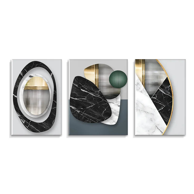 Modern Abstract Geometric Art Three Piece Combination Watercolor Printed Polyester Canvas Painting Home Wall Decoration