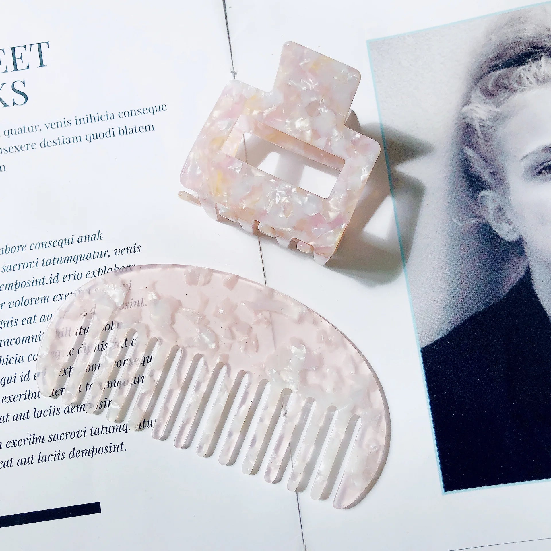 Genya Custom Logo Mix Color Acetic Acid & Acetate Anti-Static Hairpin Comb Set 10cm Hair Claw Clip