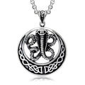 Eden's Vintage Stainless Steel Snake Design Round Pendant Necklace for Men Antique Silver Fine Pendants & Charms