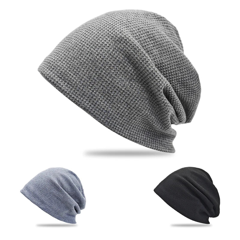 Fashion Thick Stretch Skull Slouchy Caps Custom Crochet Knit Plain Beanie Hats With Custom Logo