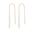 Wholesale Trendy Tassel Earrings 925 Sterling Silver Long Gold Plated Earrings Manmade Pearl Jewelry