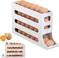 4 Tiers Egg Holder for Fridge Self-acting Rolling Fridge Egg Organizer Storage Container Box Large Capacity Egg Rack Dispenser