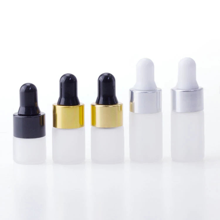 Ready to Ship 1ml 2ml 3ml Frosted Glass Essential Oil Dropper Bottle for Cosmetic Packaging Small Vial with Dropper Cap