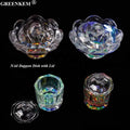 New Aurora Colorful Crystal Nail Cup With Lid High End Octagonal Shaped Crystal Nail Glass Cup Color Nail Dappen Dish