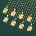 Custom Design Jewelry Fashion Jewelry love Necklace for Women 18K Gold Plated a to Z square Letter Pendant Water Wave Chain