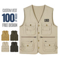 Heavy Pure Cotton Quality Vest Men 's Multi-pockets for Fishing Out Door Work Waistcoat Vest