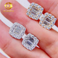 Women 9mm baguette Design Pass Diamond Tester 10k Real Gold Moissanite Earrings Screw Back