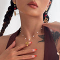 NEW BOHO PEARL DANGLE COCONUT TREE PENDANT UNISEX STACKABLE NECKLACE Dazan 18k Gold Plated Tarnish Free Stainless Steel JEWELRY