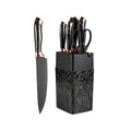 7 Pcs Professional Black Stainless Steel Kitchen Knife Set Coated Blades ABS Handle Dishwasher Safe Knife Holder Sharpener