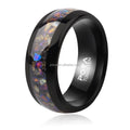 POYA Tungsten Sea Glass Space Ring Domed Polished Black 8mm Men Women  Galaxy Wedding Band