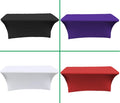 Stretch Tablecloths for 6ft Rectangular Table Fitted Stretch Table Cover Polyester Table Cover for Wedding Outdoor