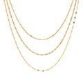 J&D Classic Layered Necklace New Trendy 18K Gold Plated Stainless Steel Jewelry Waterproof Three Layer Stacking Necklace